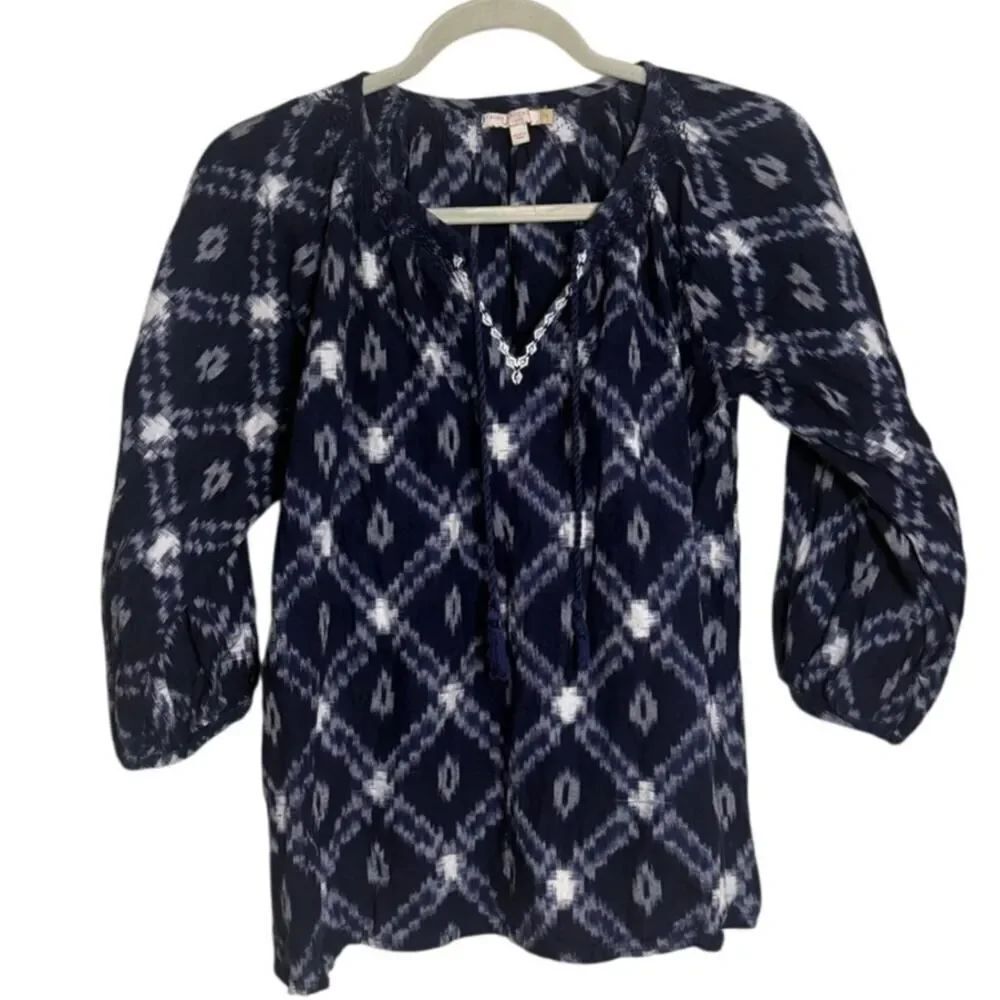 Pink Chicken Ikat Oversized Blouse Top Women's Sz. XS